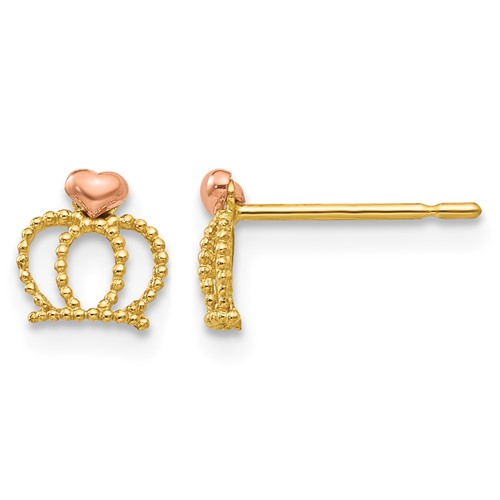 14K Yellow and Rose Gold Madi K Crown Post Earrings