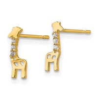 14K Yellow Gold Madi K CZ Giraffe Post Earrings view 2