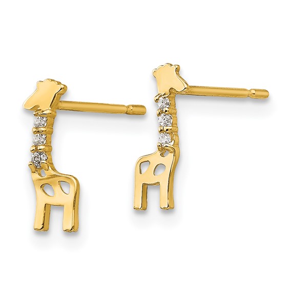 14k Madi K CZ Giraffe Childrens Post Earrings