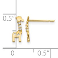 14K Yellow Gold Madi K CZ Giraffe Post Earrings view 4