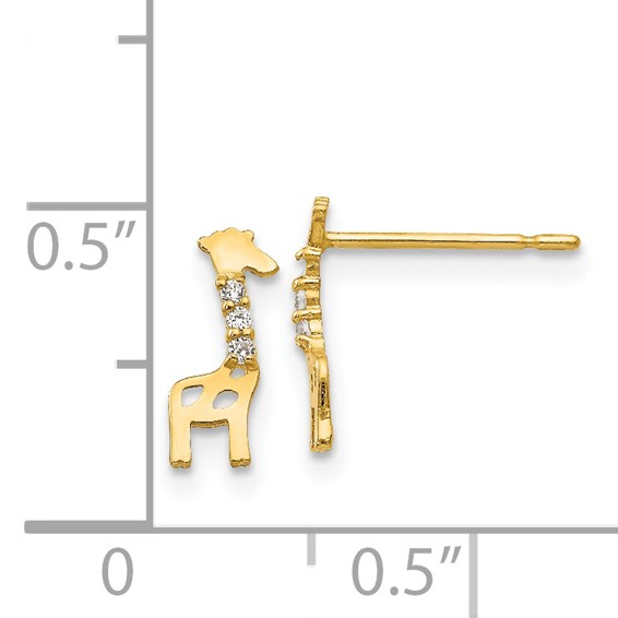14k Madi K CZ Giraffe Childrens Post Earrings