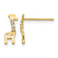 14K Yellow Gold Madi K CZ Giraffe Post Earrings view 1