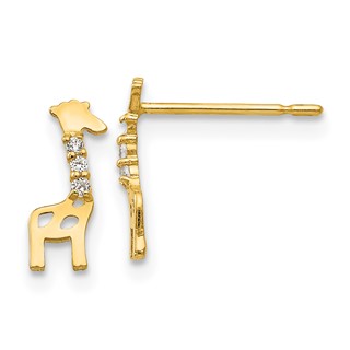 14k Madi K CZ Giraffe Childrens Post Earrings