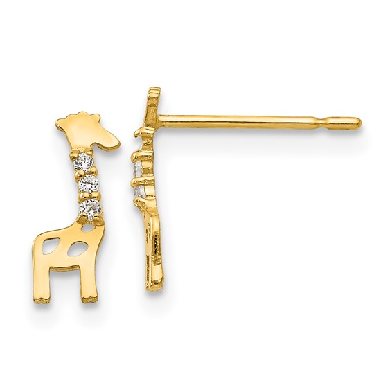 14k Madi K CZ Giraffe Childrens Post Earrings