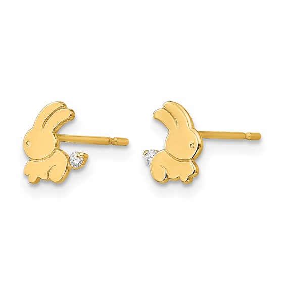 14k Madi K CZ Bunny Childrens Post Earrings