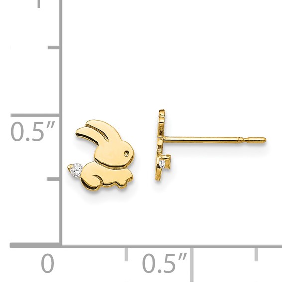 14k Madi K CZ Bunny Childrens Post Earrings