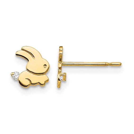 14k Madi K CZ Bunny Childrens Post Earrings