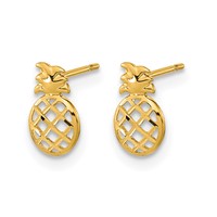 14K Madi K Diamond-cut Pineapple Post Earrings view 2