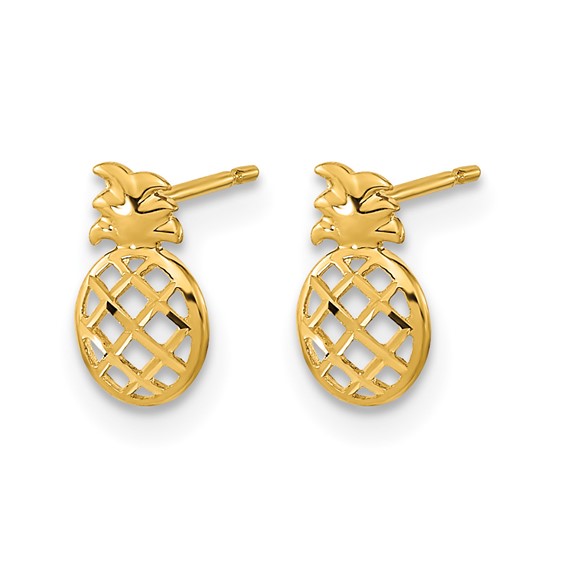 14k Madi K Diamond-cut Pineapple Childrens Post Earrings