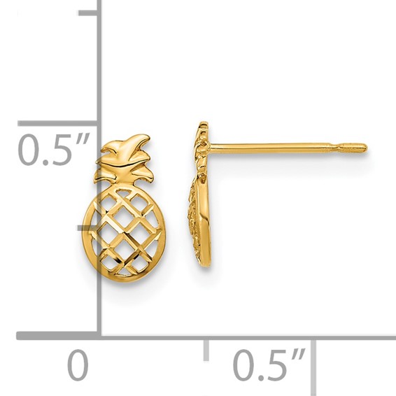 14k Madi K Diamond-cut Pineapple Childrens Post Earrings