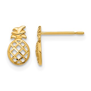 14k Madi K Diamond-cut Pineapple Childrens Post Earrings