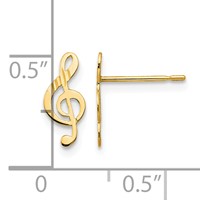 14K Yellow Gold Madi K Diamond-cut Musical Treble Clef Post Earrings view 4
