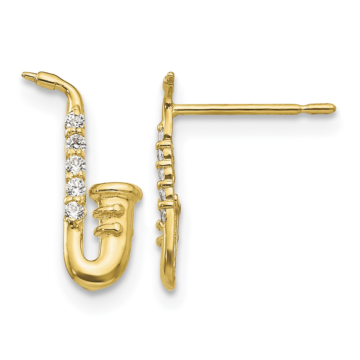 14k Madi K CZ Saxophone Post Earrings (GK841)