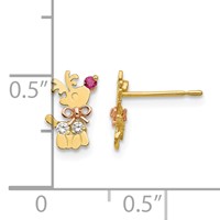 14K Yellow and Rose Gold Madi K CZ Reindeer Post Earrings view 4