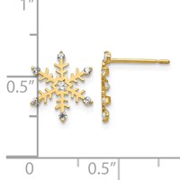 14K Yellow Gold Madi K CZ Snowflake Post Earrings view 4