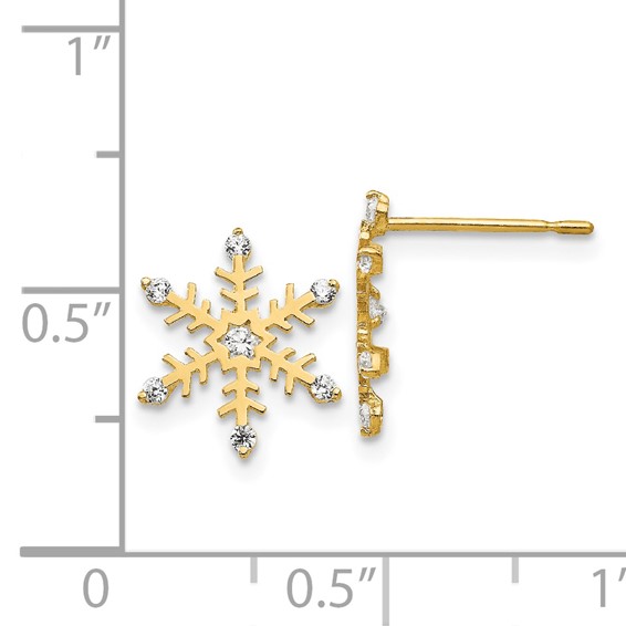 14k Madi K CZ Snowflake Childrens Post Earrings