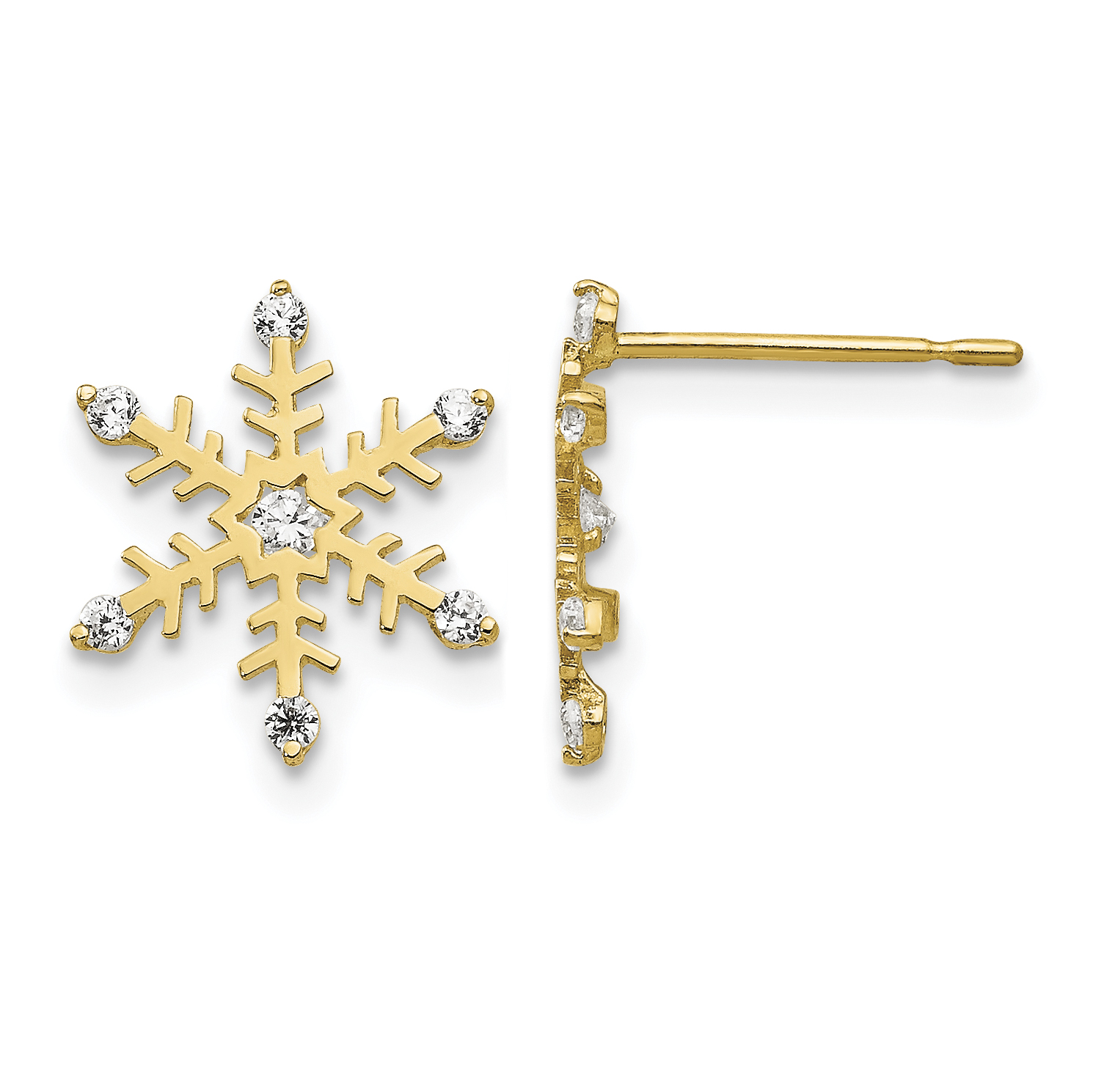 14k Madi K CZ Children's Snowflake Post Earrings (GK847)