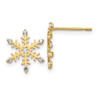 14k Madi K CZ Snowflake Childrens Post Earrings