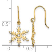 14K Yellow Gold Madi K CZ Snowflake Dangle French Wire Earrings view 4