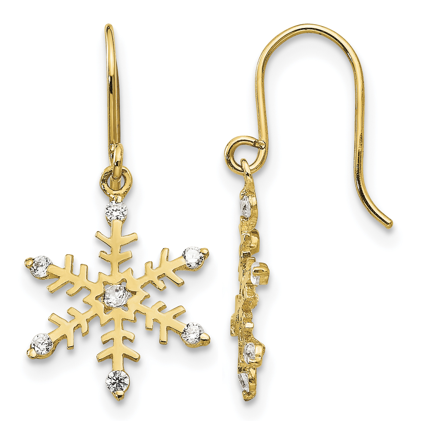 14k Madi K CZ Children's Snowflake Dangle Earrings (GK848)