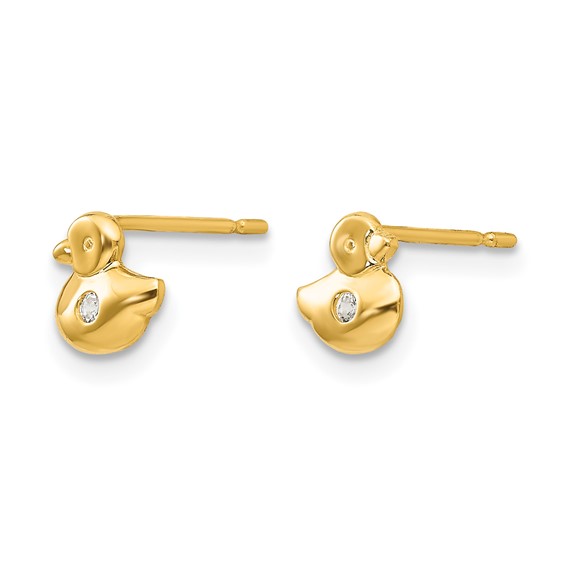 14k Madi K CZ Duck Childrens Post Earrings