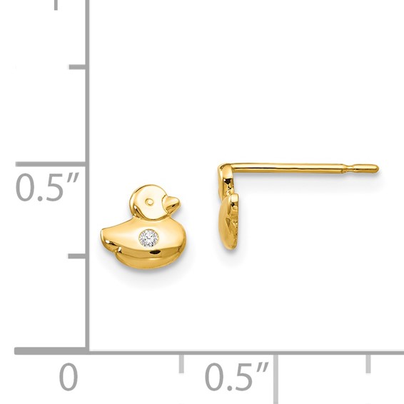 14k Madi K CZ Duck Childrens Post Earrings
