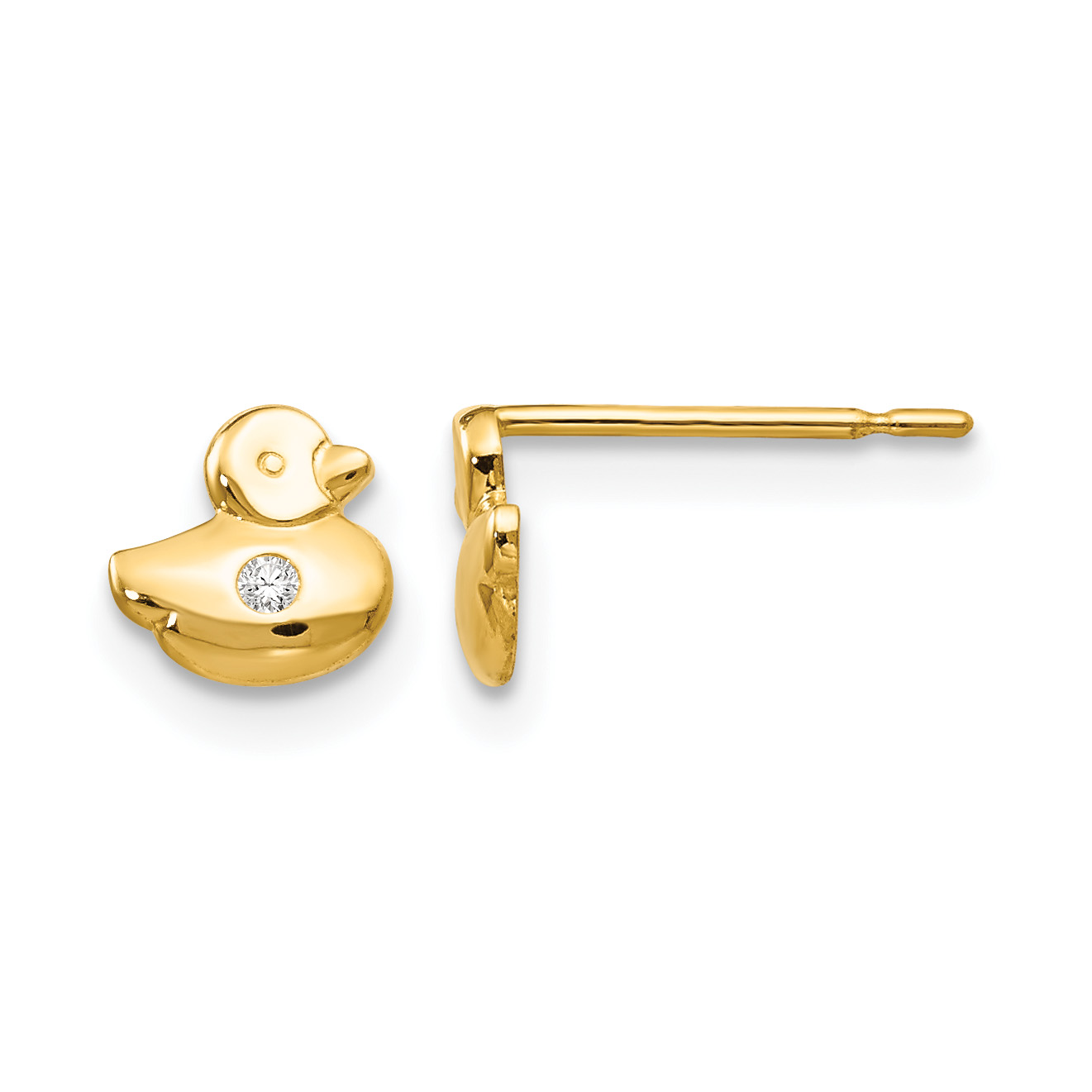 14k Madi K CZ Children's Duck Post Earrings (GK849)