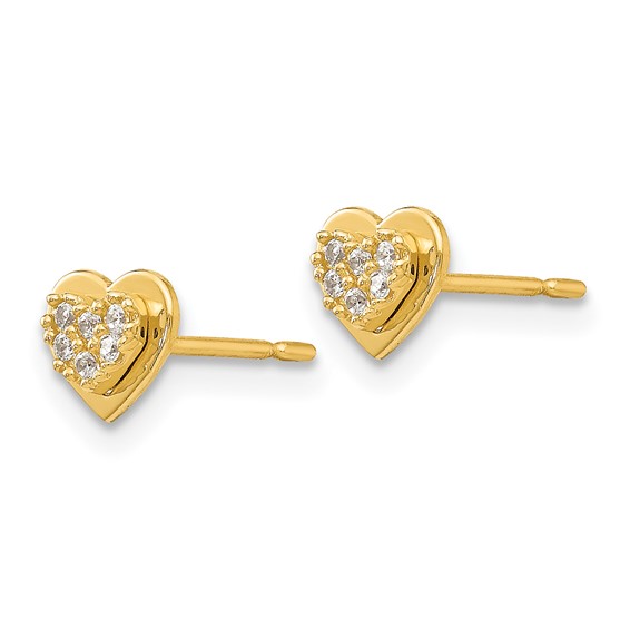 14k Madi K CZ 5mm Heart Childrens Post Earrings
