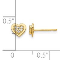 14K Yellow Gold Madi K CZ 5mm Heart Post Earrings view 4