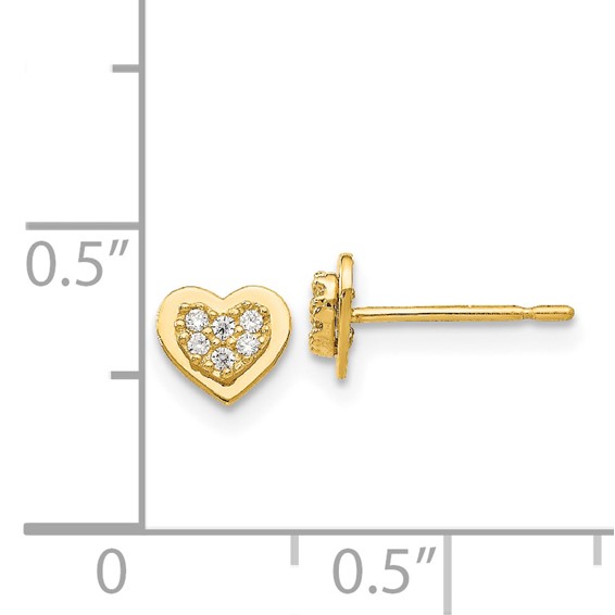 14k Madi K CZ 5mm Heart Childrens Post Earrings