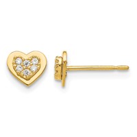 14K Yellow Gold Madi K CZ 5mm Heart Post Earrings view 1