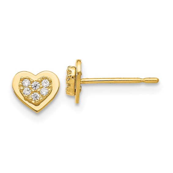 14k Madi K CZ 5mm Heart Childrens Post Earrings