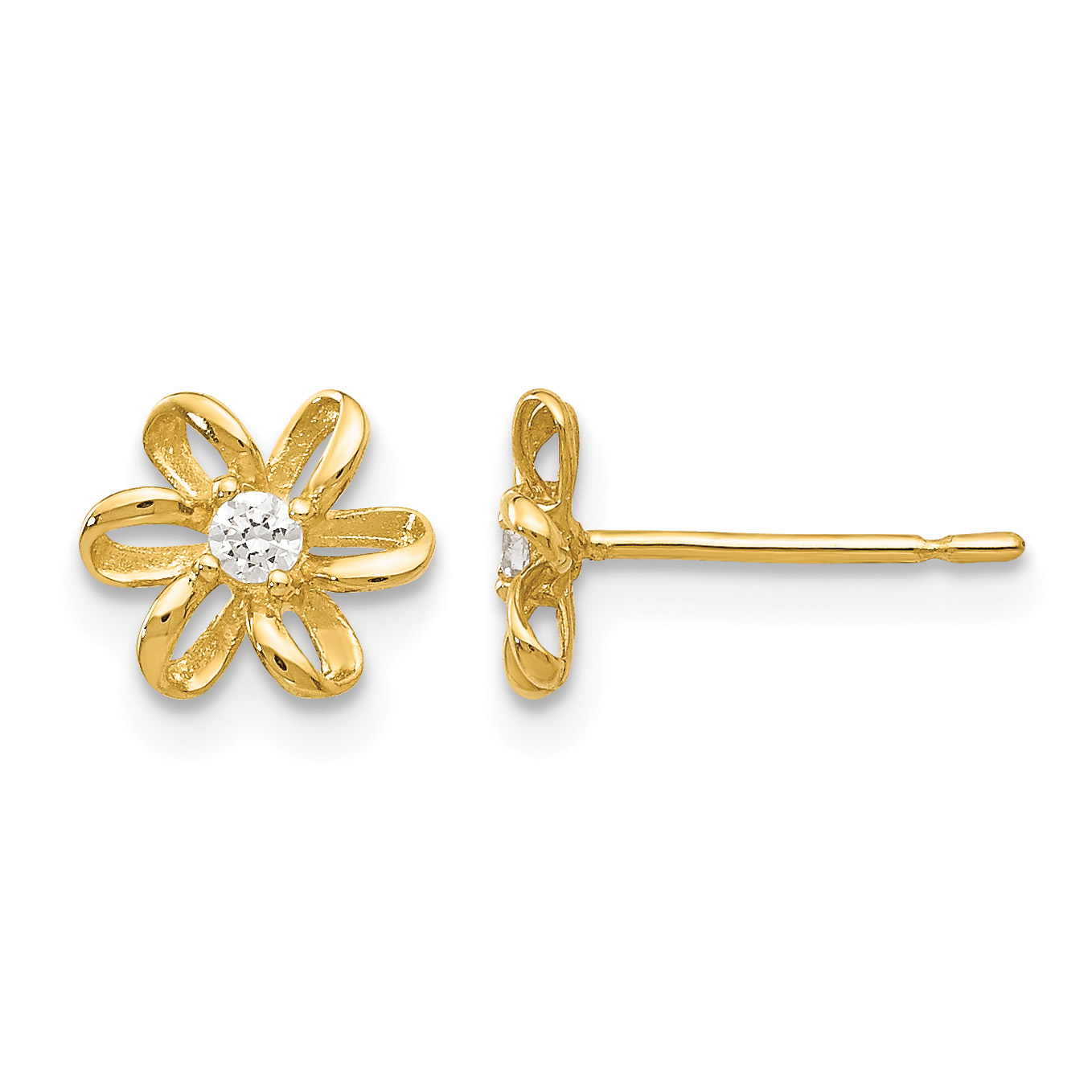14k Madi K CZ Children's Flower Post Earrings (GK867)
