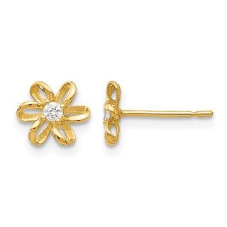 14k Madi K CZ Flower Childrens Post Earrings