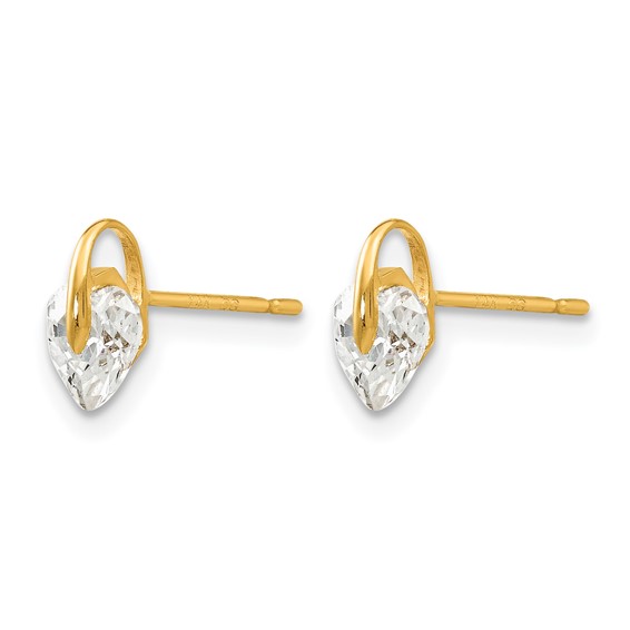 14k Madi K 5.00mm CZ Heart Childrens Post Earrings