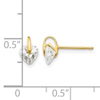 14K Yellow Gold Madi K 5.00mm CZ Heart Post Earrings view 4