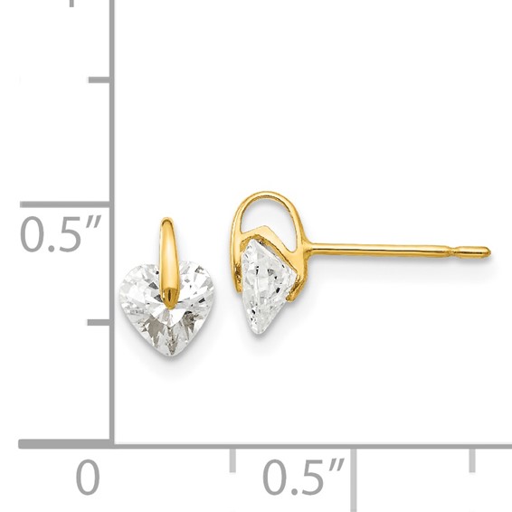 14k Madi K 5.00mm CZ Heart Childrens Post Earrings