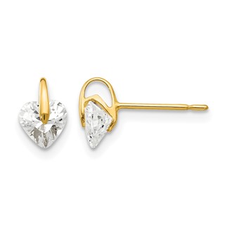 14k Madi K 5.00mm CZ Heart Childrens Post Earrings