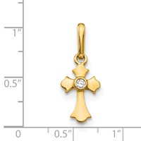 14K Yellow Gold Madi K CZ Cross Pendant view 3