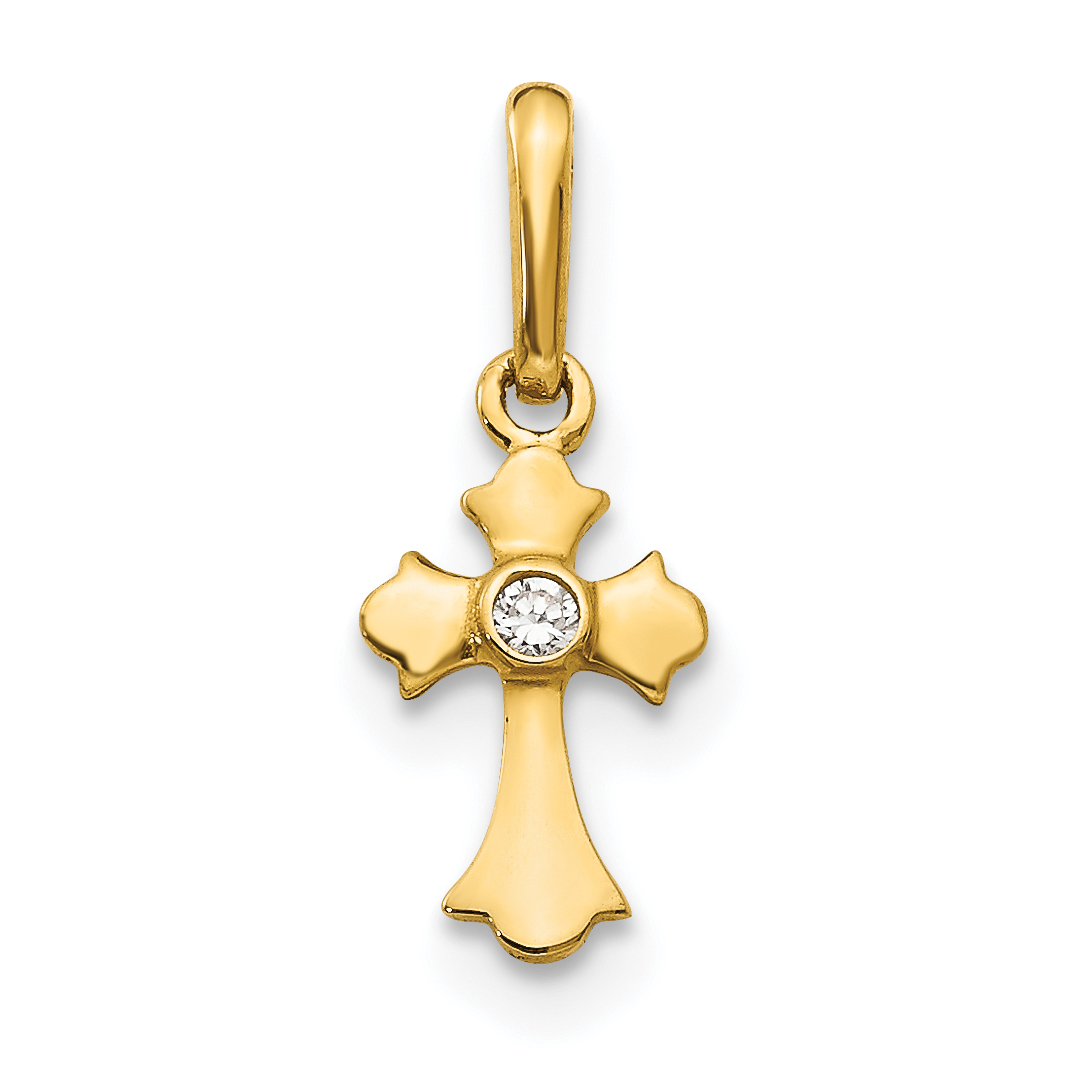 14k Madi K CZ Children's Cross Pendant (GK870)