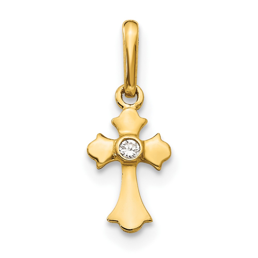 14k Madi K CZ Children's Cross Pendant (GK870)