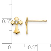 14K Yellow Gold Madi K CZ Cross Post Earrings view 4