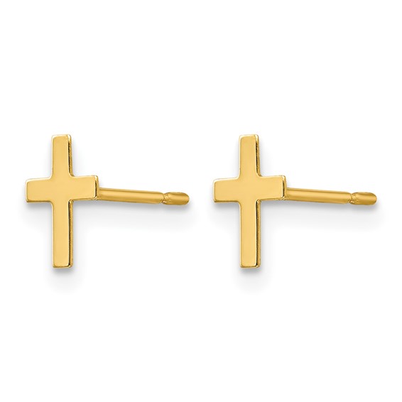 14k Madi K Cross Childrens Post Earrings