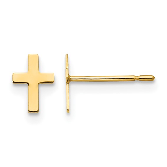 14k Madi K Cross Childrens Post Earrings