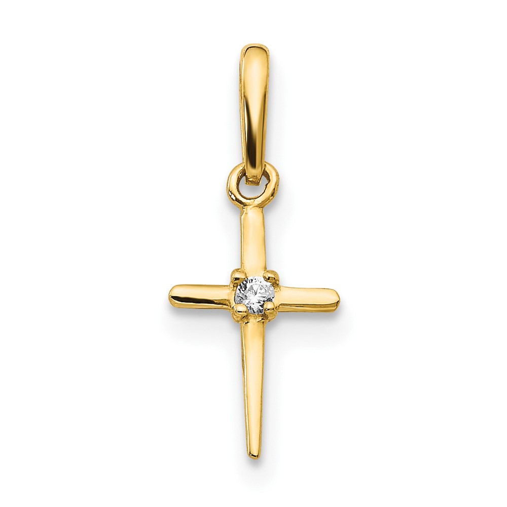 14k Madi K CZ Children's Cross Pendant (GK874)