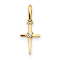 14K Yellow Gold Madi K CZ Cross Pendant view 1