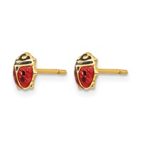 14K Yellow Gold Madi K Small Red and Black Enamel Ladybug Post Earrings view 2