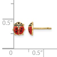 14K Yellow Gold Madi K Small Red and Black Enamel Ladybug Post Earrings view 4