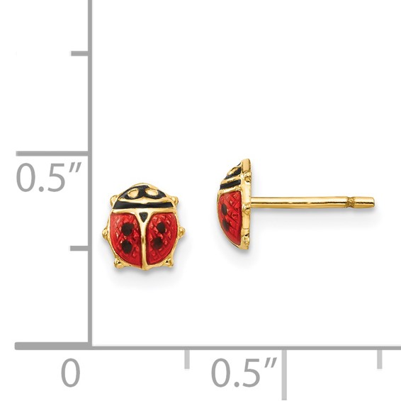 14K Madi K Small Red and Black Enamel Ladybug Post Earrings