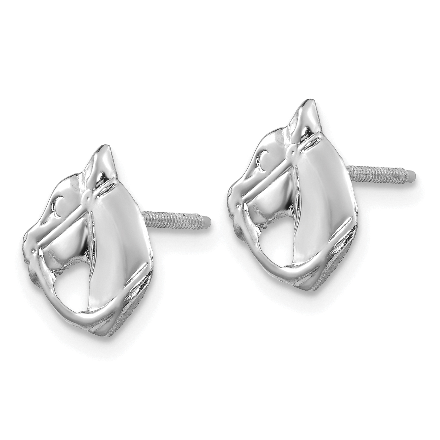 14K Yellow Gold Madi K Children's 10 MM Horse Head Screw Back Stud Earrings 